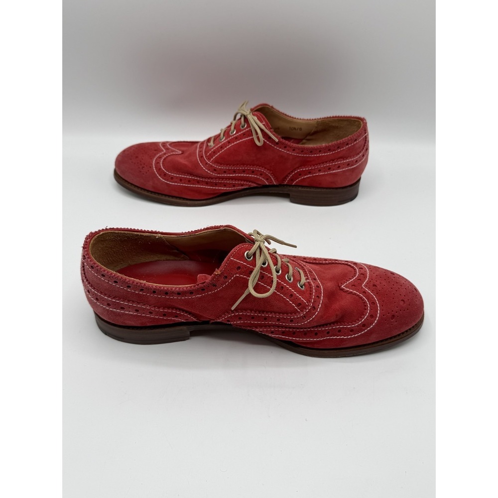 Grenson Oxford Suede Wingtip Brogue Red 5137/95 Mens Size 10.5G No Box